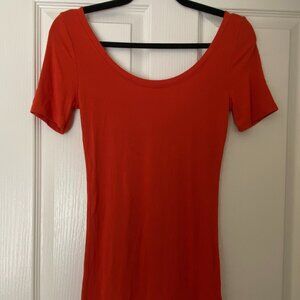 Anthropologie x Saturday Sunday ribbed ballet neck red/orang tee in size small